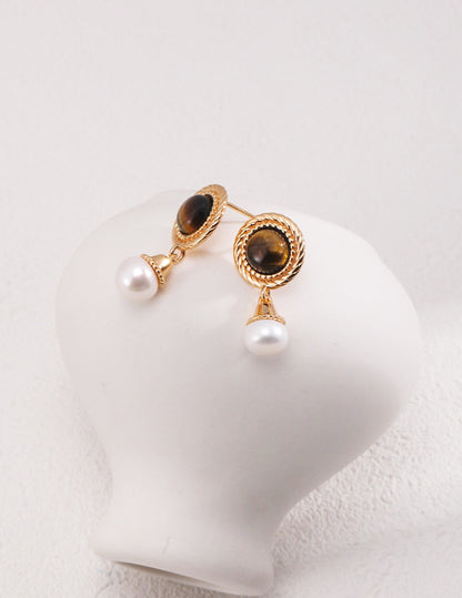 Golden Gaze Pearl Drop Studs