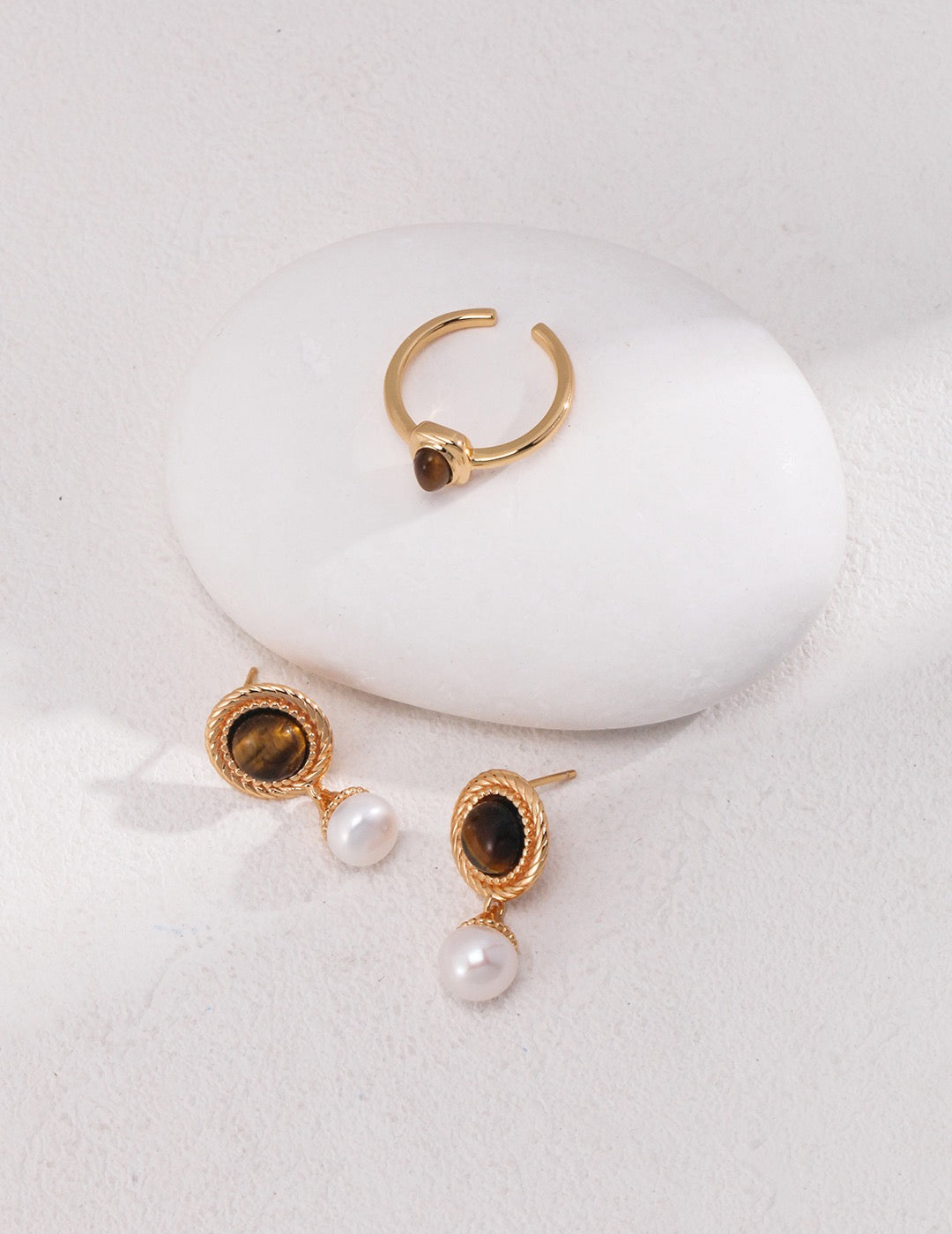 Golden Gaze Pearl Drop Studs