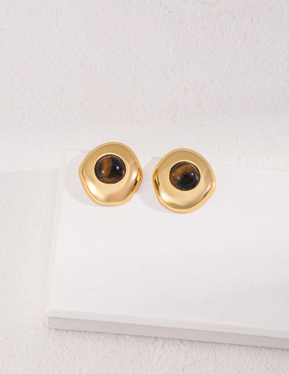 Golden Gaze / Black Agate Studs