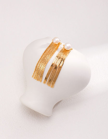 Pearl Gold-toned Tassel Drop